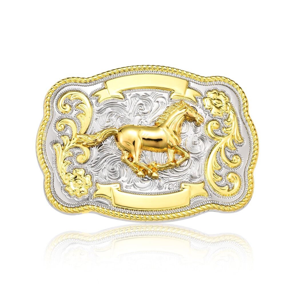 7650 Western Cowboy Belt Buckles , Golden Horse Belt Buckle American